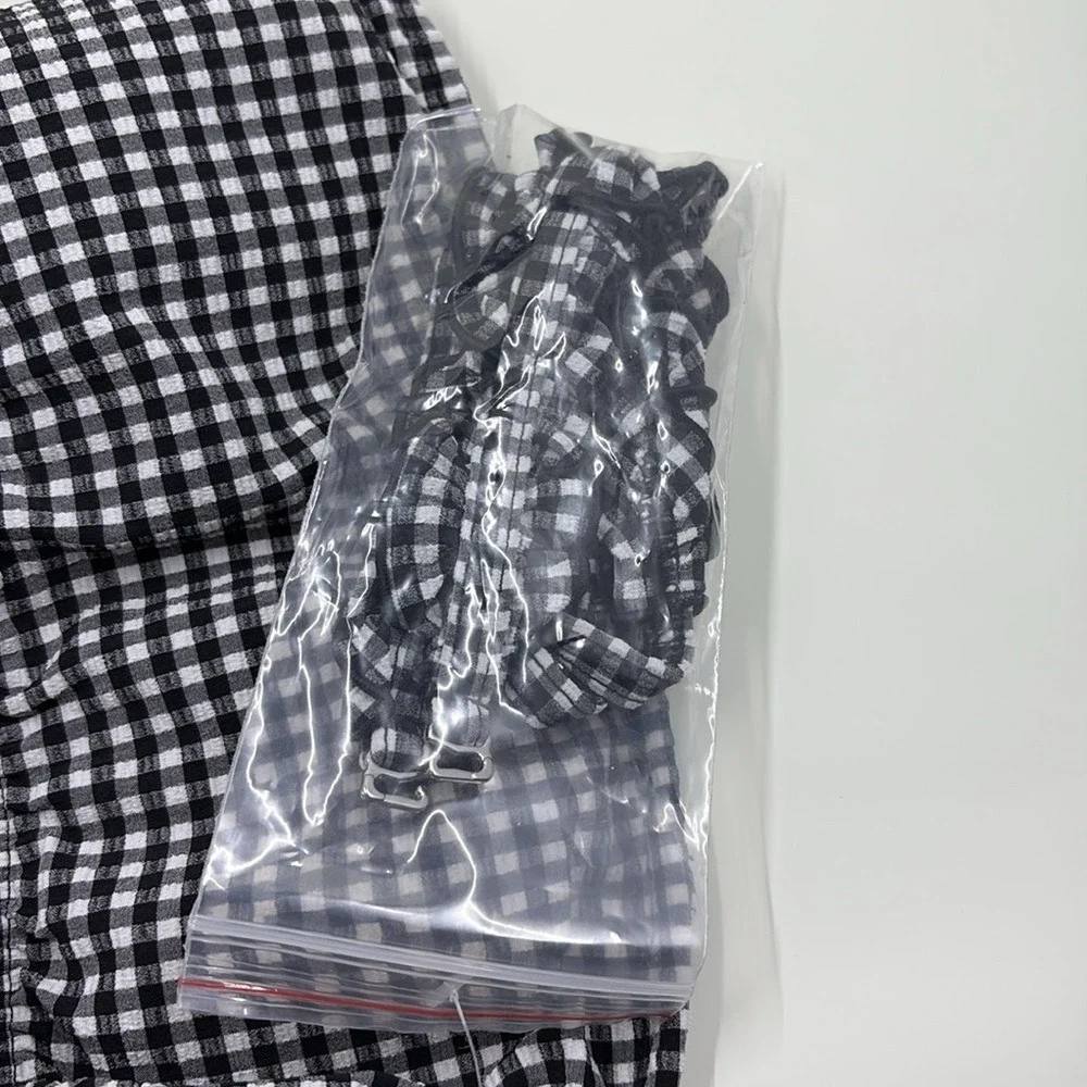 Salt + Cove Textured Checkered Bandeau Bikini Top Black White Juniors small NWOT